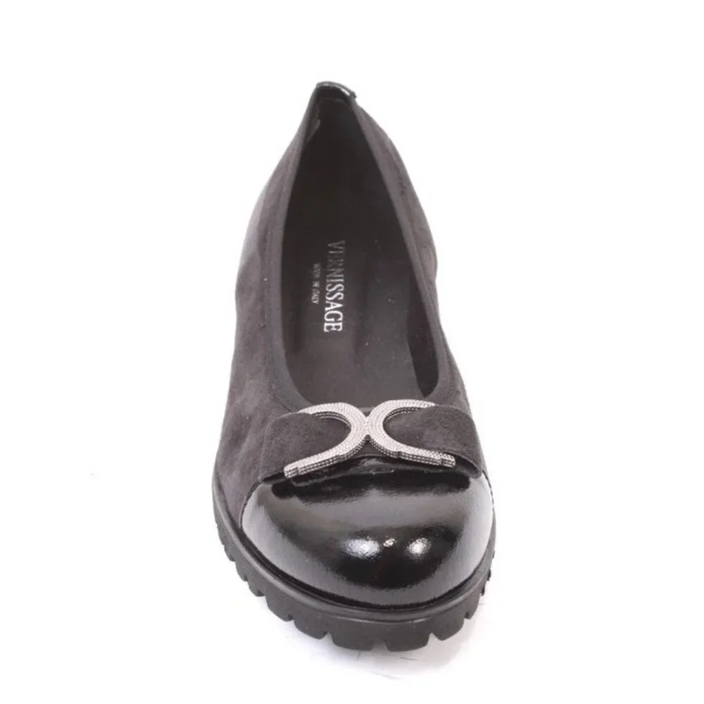 Vernissage 23321 Black Suede Leather Comfort Shoes Pumps - Picture 7 of 8